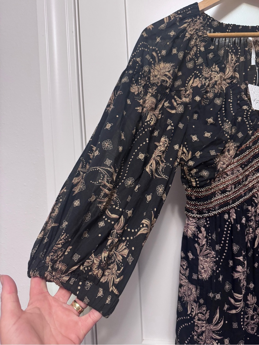 Free People Boho Golden Hour Maxi Dress Black Combo Small NWT - Picture 6 of 15
